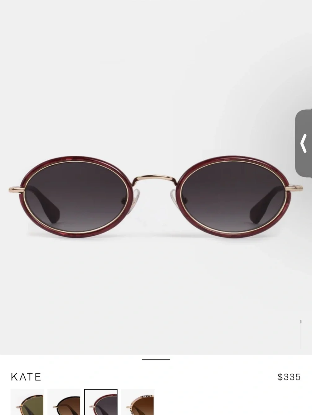 KREWE “KATE” Oval Sunglasses in Bordeaux with Dark Lenses